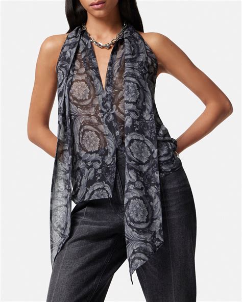 versace scarf as tie top|Versace collection scarf.